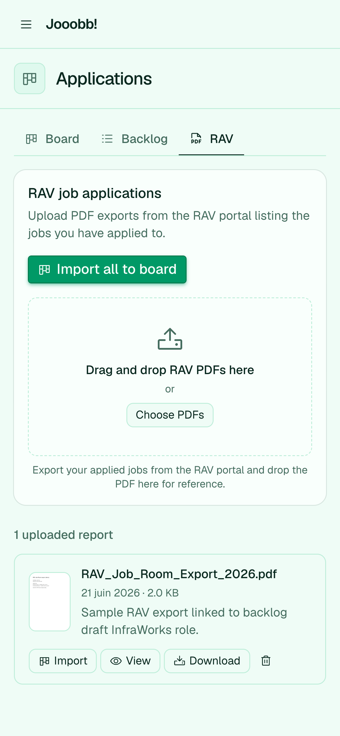 RAV application exports