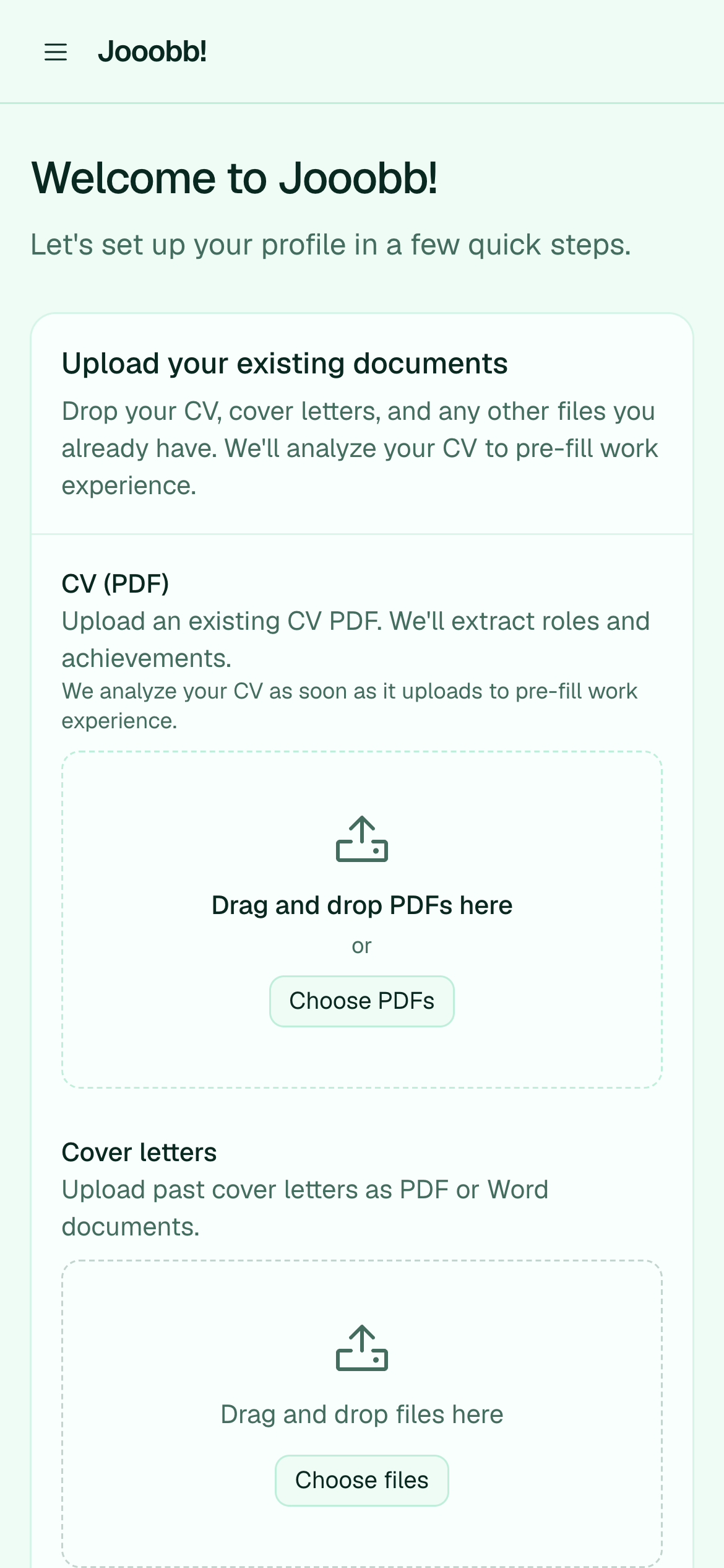Onboarding documents upload step